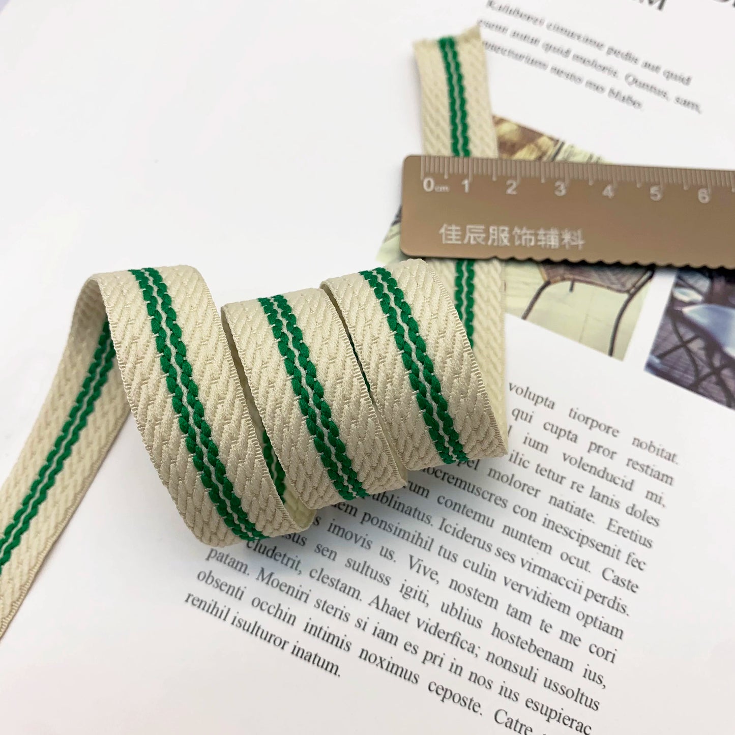 Tira de cinta jacquard a rayas de 1,5 cm, color 3856, para ribete, para ropa, con abalorios, para textiles del hogar, accesorios de vestir