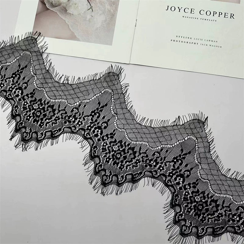 Encaje de pestañas onduladas suaves de 15 cm de ancho, tela para manualidades, ropa, falda, velo de novia, accesorios de empalme