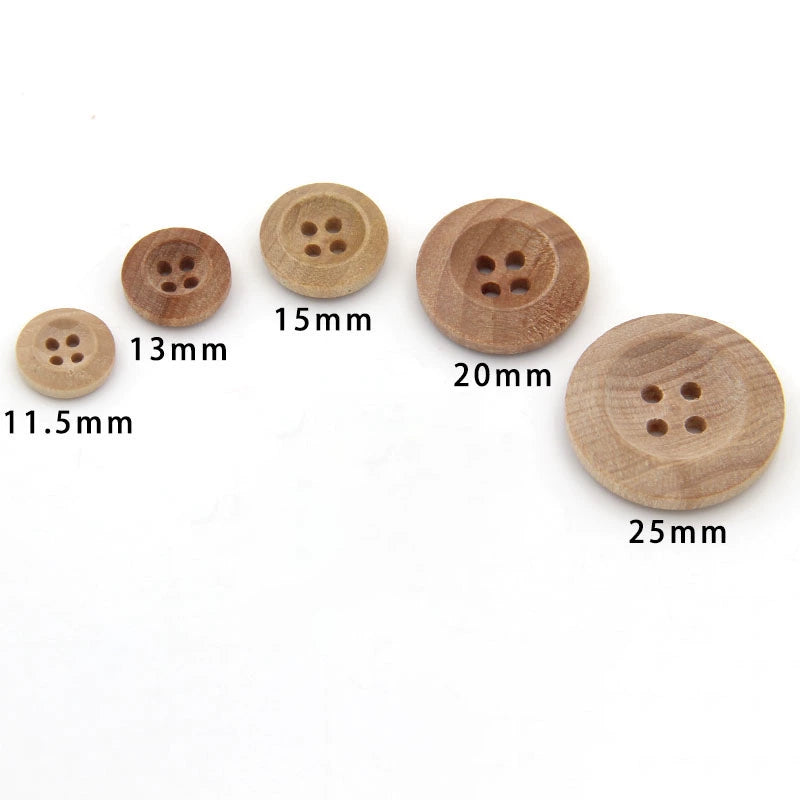 3390★  Natural four-eye chamfered wood buttons, log-colored buttons, coat, hat, shirt, buttons, decorative clothes, natural wind