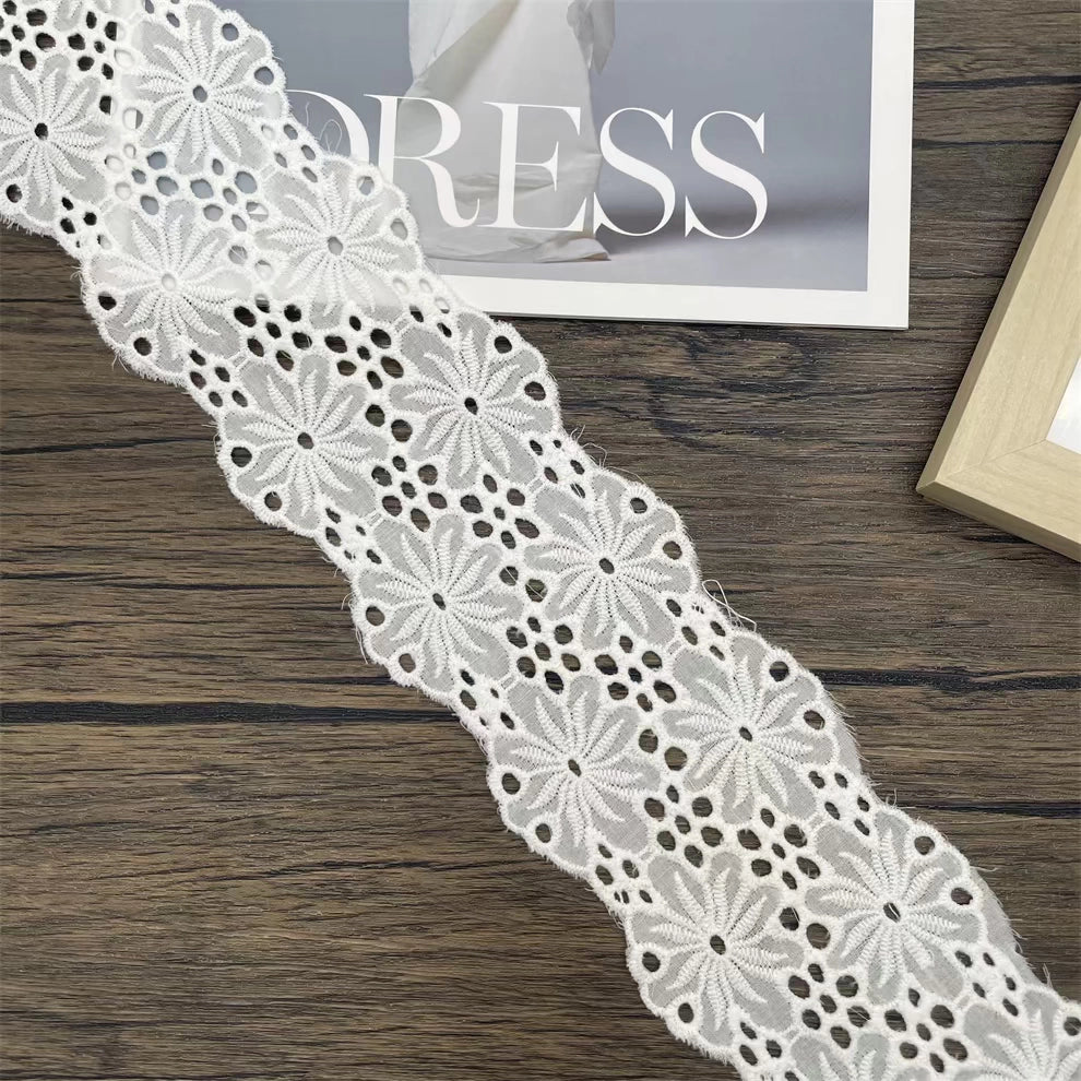 3794 Encaje bordado de algodón blanco de alta calidad para empalme de ropa, material decorativo, correa de hombro, accesorios de joyería