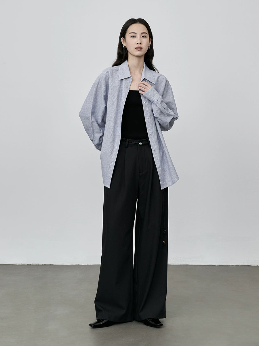 Pantalones de traje gris oscuro con diseño de cintura elegante de CAREMIND, pantalones casuales holgados y rectos para niños