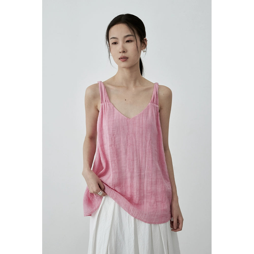 Gilet ample à texture niche CAREMIND en Tencel à quatre couleurs avec haut à bretelles torsadées