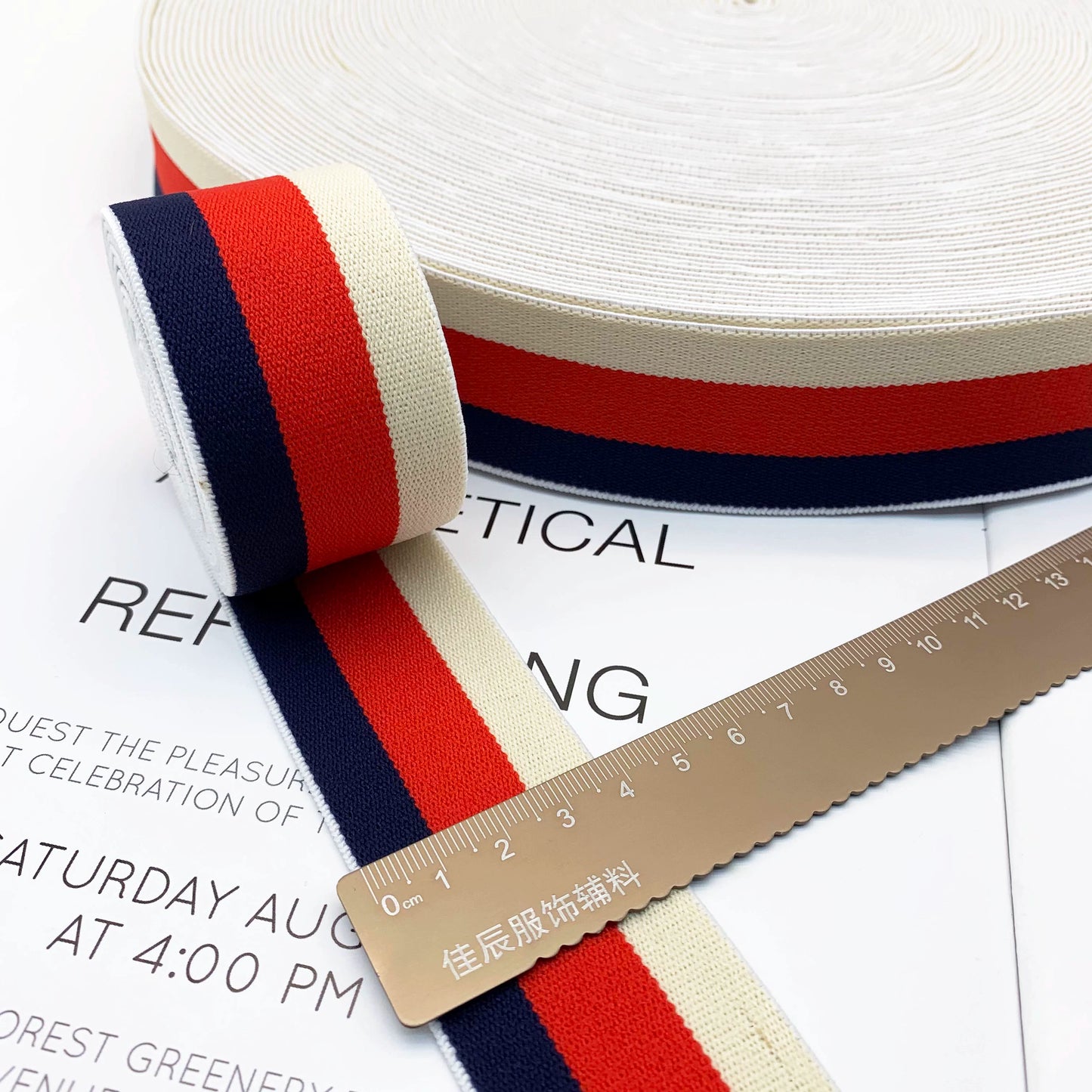 3868 Banda elástica gruesa de 4 cm con rayas de colores para ropa interior, banda de goma para cintura, correa de jacquard, accesorios para ropa