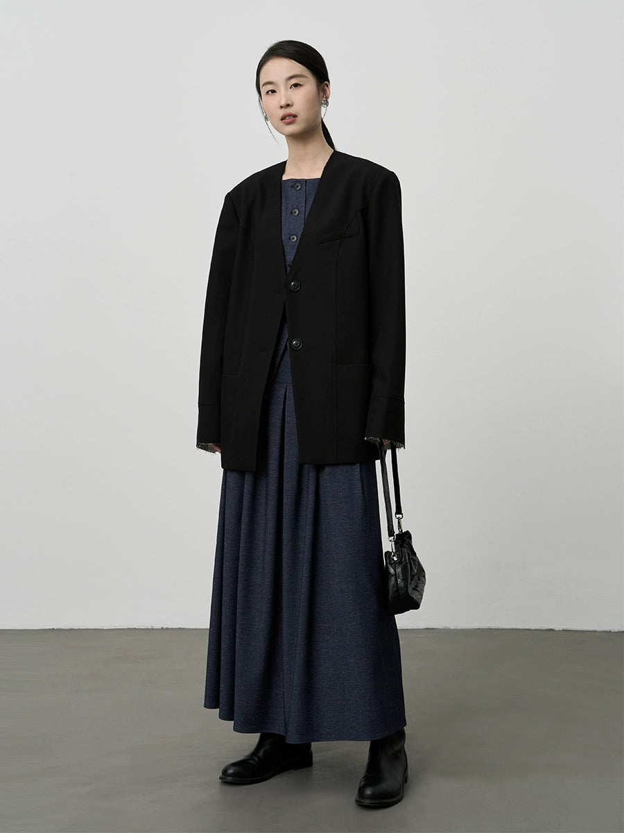 CAREMIND Ensemble deux pièces de luxe français léger sans manches avec jupe plissée fine taille haute