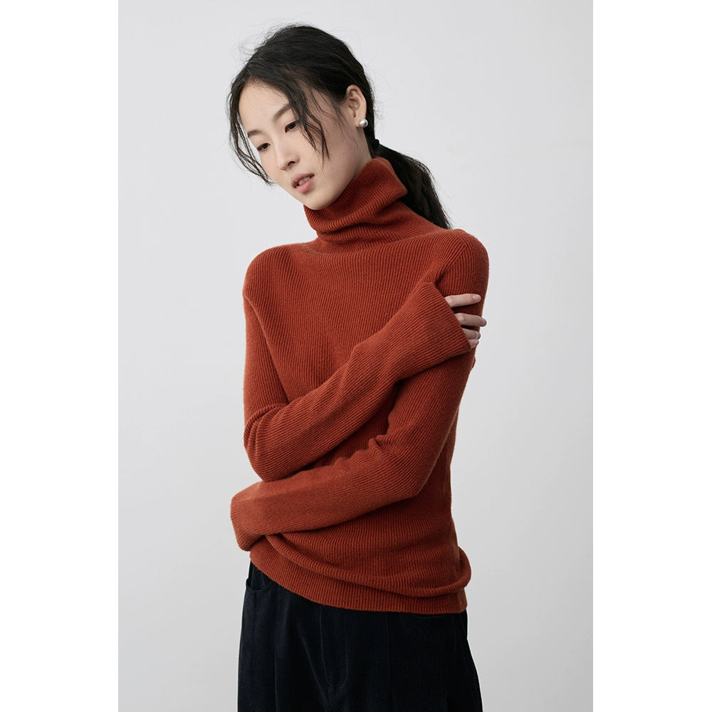 CAREMIND100% pura lana, camisa de cuello alto sin costuras, cinco colores, entallada, suéter de punto, cárdigan interior para mujer