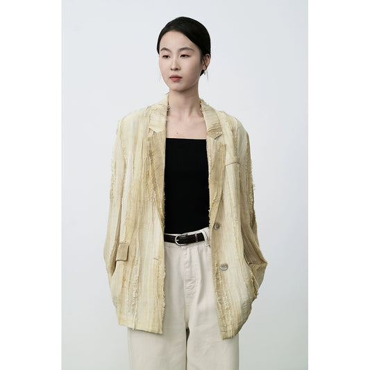 Camisa de textura fuerte de Tencel premium para mujer con blazer plisado tridimensional con diseño de nicho de CAREMIND