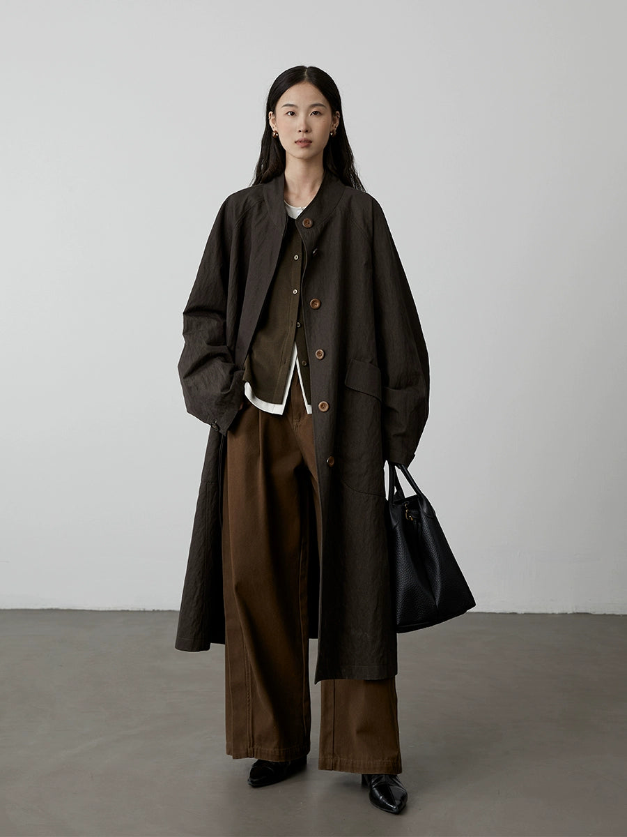 Pantalones vaqueros holgados y delgados de pierna ancha de color café retro de CAREMIND, pantalones casuales largos y rectos de cintura alta estilo dinero antiguo