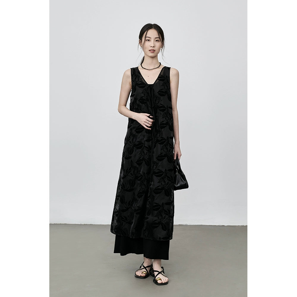 CAREMIND Vestido tipo chaleco sin mangas con relieve fino, blusa exterior holgada con tirantes apilados para mujer