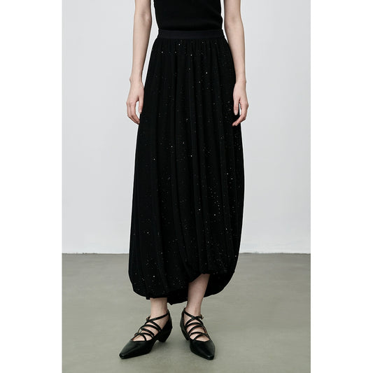 Falda fina negra estilo Hepburn de CAREMIND, falda fina irregular de lujo a la moda, ligera, para mujer