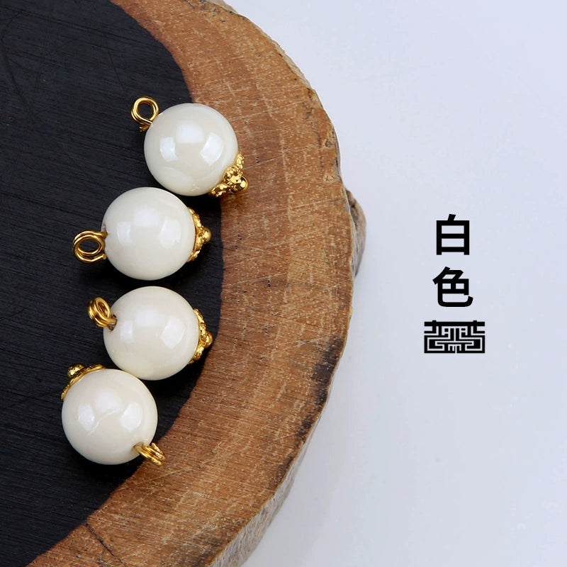 3249★ Ceramic button beads, national style retro cheongsam Hanfu Tang suit shirt, disc button versatile decorative small button blue and white porcelain