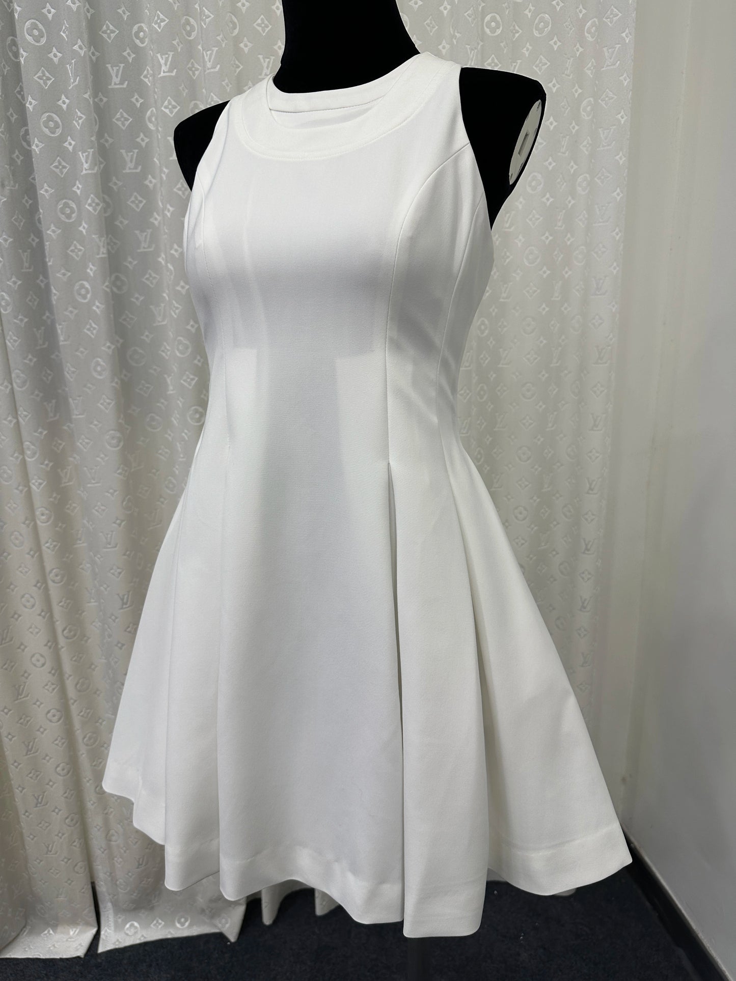8014★ New white moonlight miu series thousand gold wind dress fake two pieces gold zipper high waist thin white skirt