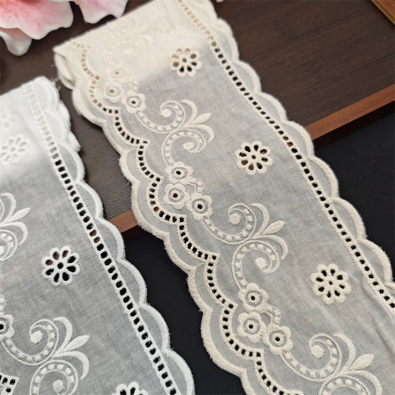 Tela de encaje bordado de algodón puro literario, 3789 ancho, 10,5 cm, accesorios de decoración para bodas, accesorios de bricolaje hechos a mano