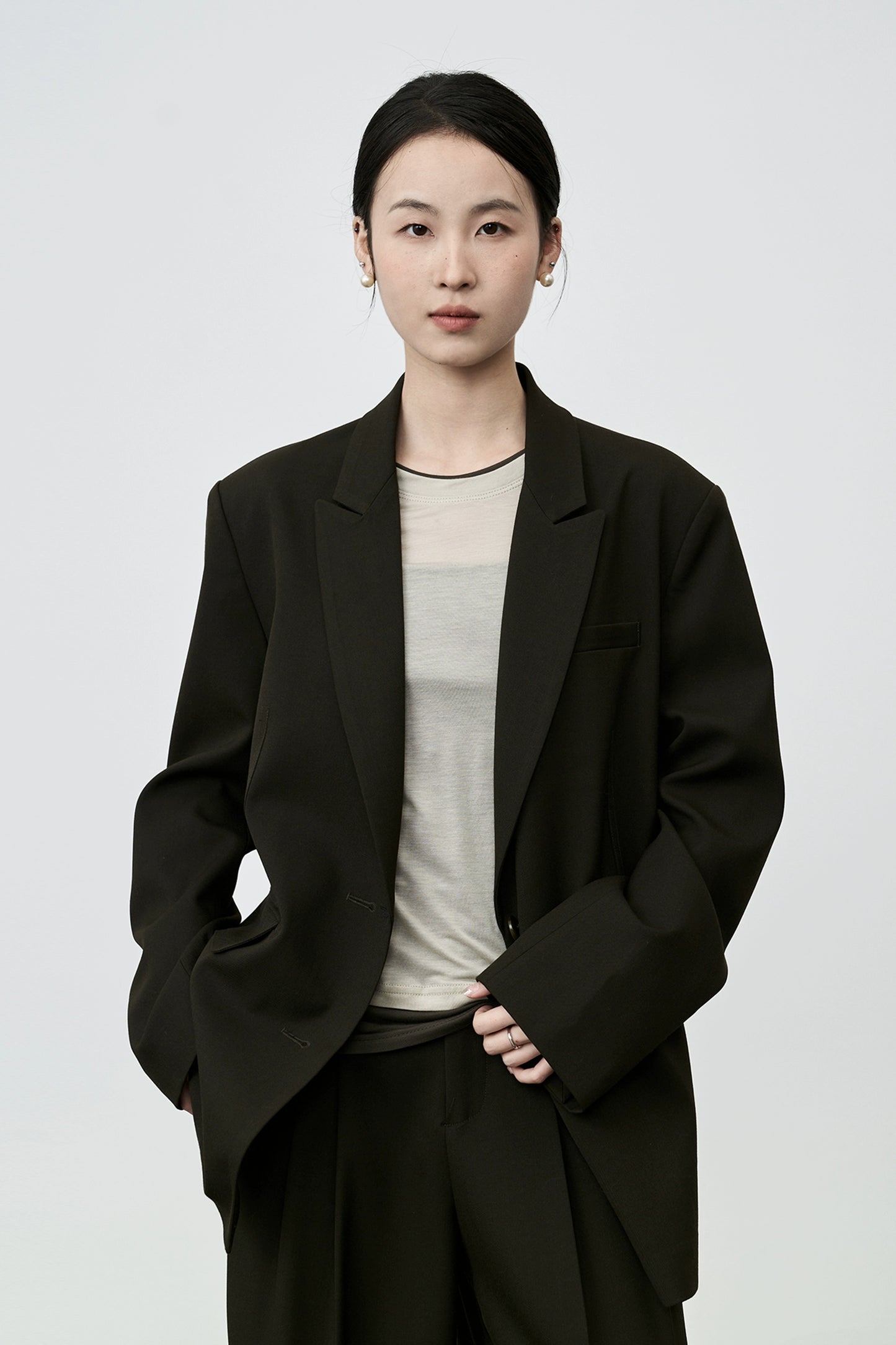 CAREMIND otoño nuevo blazer para mujer diseño de viajero senior sentido nicho traje café