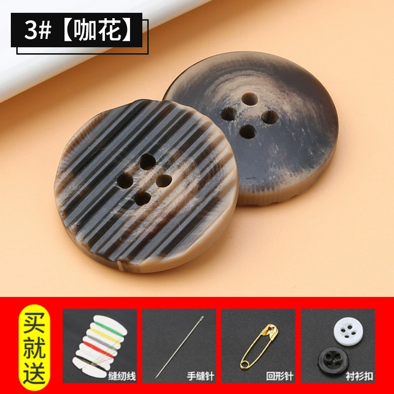 3428★ Botones redondos de resina de alta gama para gabardina de mujer, botones para abrigo, botones para ropa de hombre, botones para traje, accesorios para pantalones