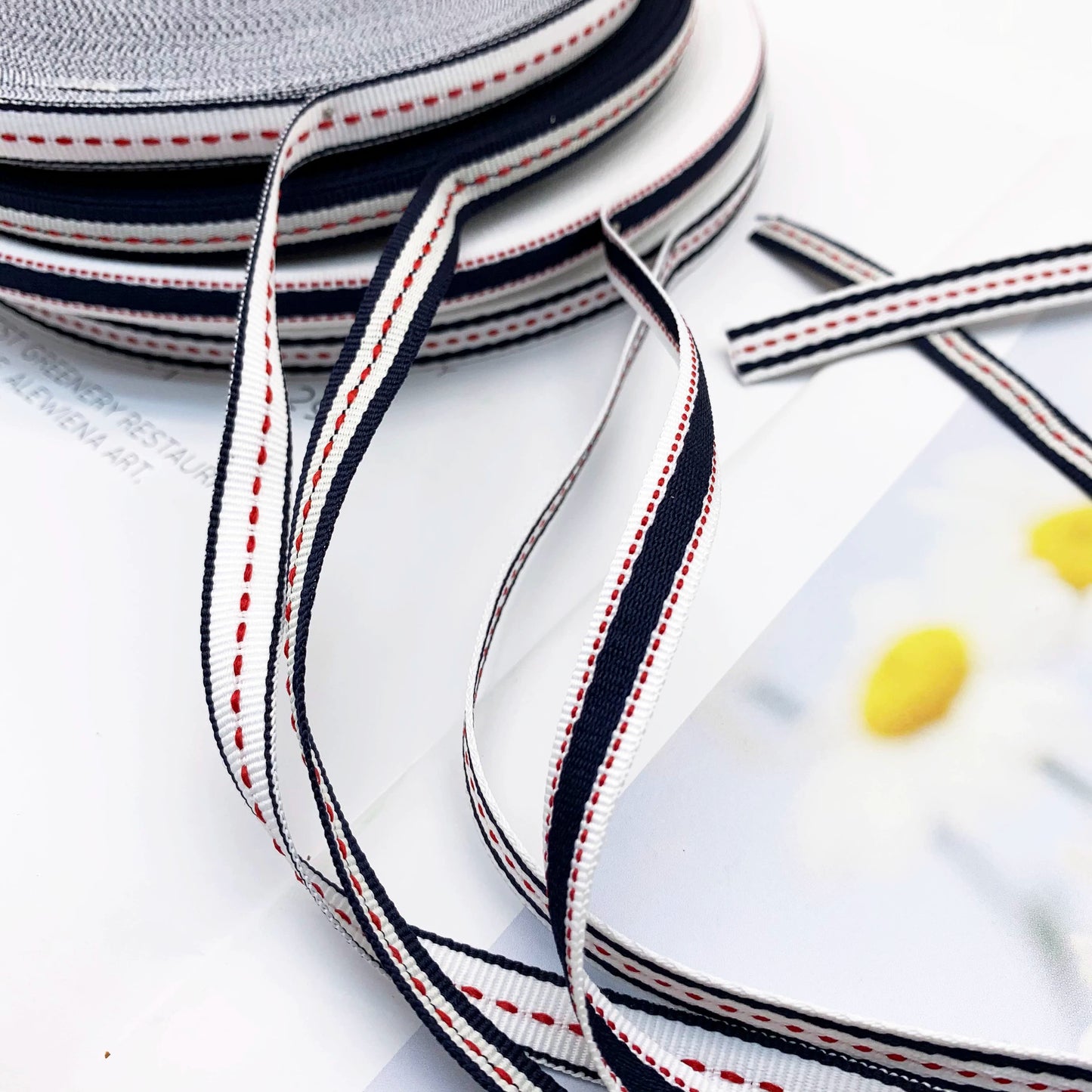 3855 Spot 1cm color jump point jacquard webbing edge pressing strip clothing side strip piping strip home textile decorative ribbon