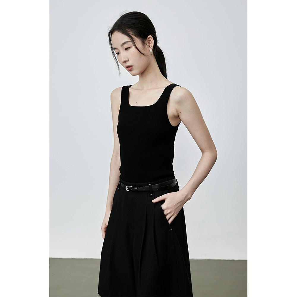 Chaleco de punto sin mangas de cinco colores de seda CAREMIND con cuello en U y parte superior ajustada de verano en la espalda