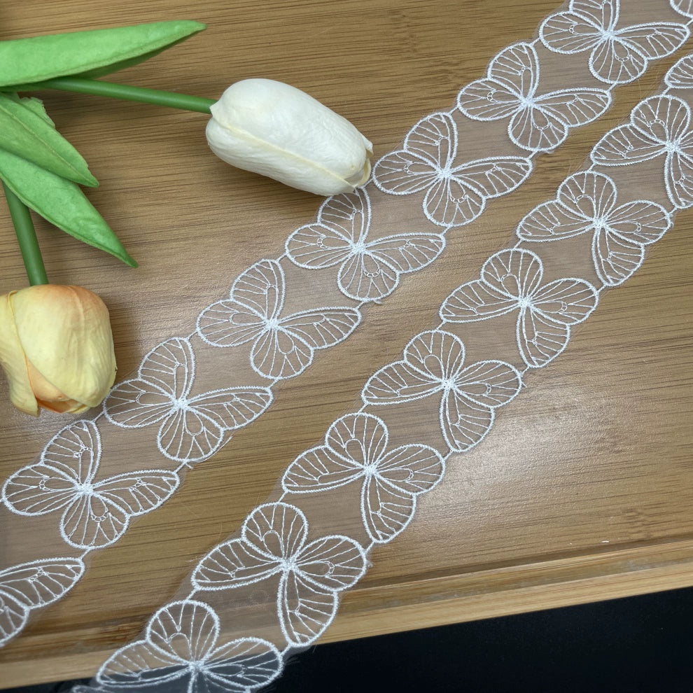 3817 Encaje de organza, accesorios de encaje de flores de mariposa hechos a mano, decoración DIY soluble en agua, materiales para ropa, vestidos de novia y bodas.