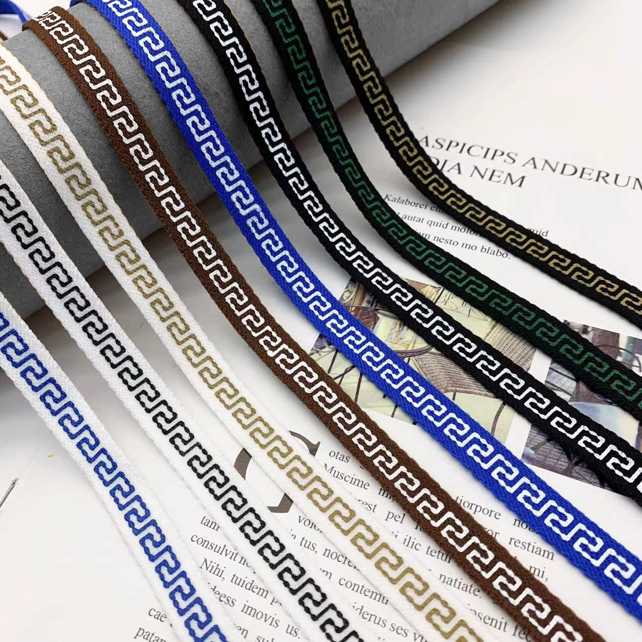 3870 Spot 1cm papel de color impresión accesorios de cincha tira de presión del borde del cuello trasero ropa de estilo étnico tira lateral tira de ribete