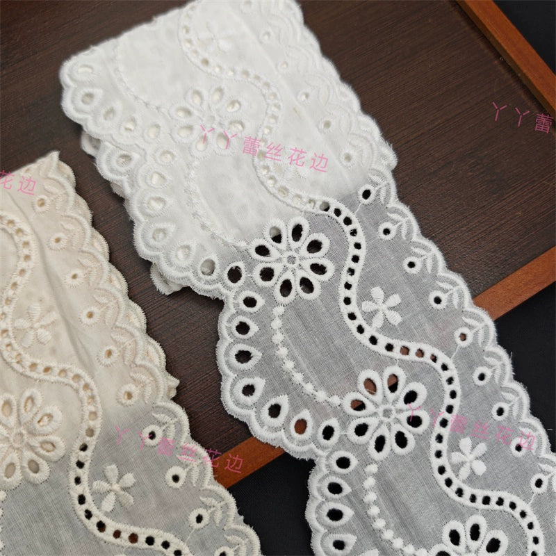Tela de encaje europeo con bordado de algodón puro, 3801 cm de ancho y 9 cm de ancho, ideal para faldas, sofás, cortinas y empalmes.