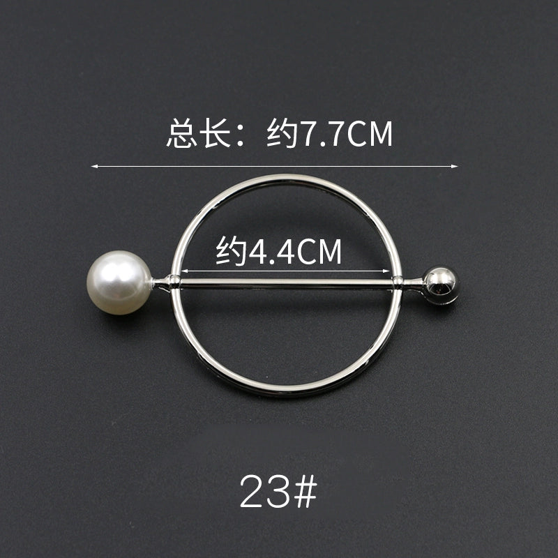 3529★ Versión coreana de moda con hebilla de anillo de metal, hebilla de alfiler de perla, abrigo, chaqueta, suéter, bufanda, accesorios, hebilla decorativa, hebilla de cinturón