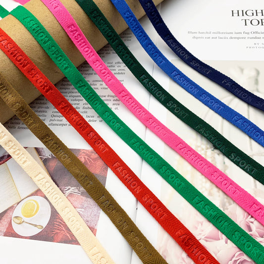 3876 Spot 1 cm Color letra en espiga en relieve cinta de borde prensado Accesorios Correa de cuello trasero Tira lateral de ropa