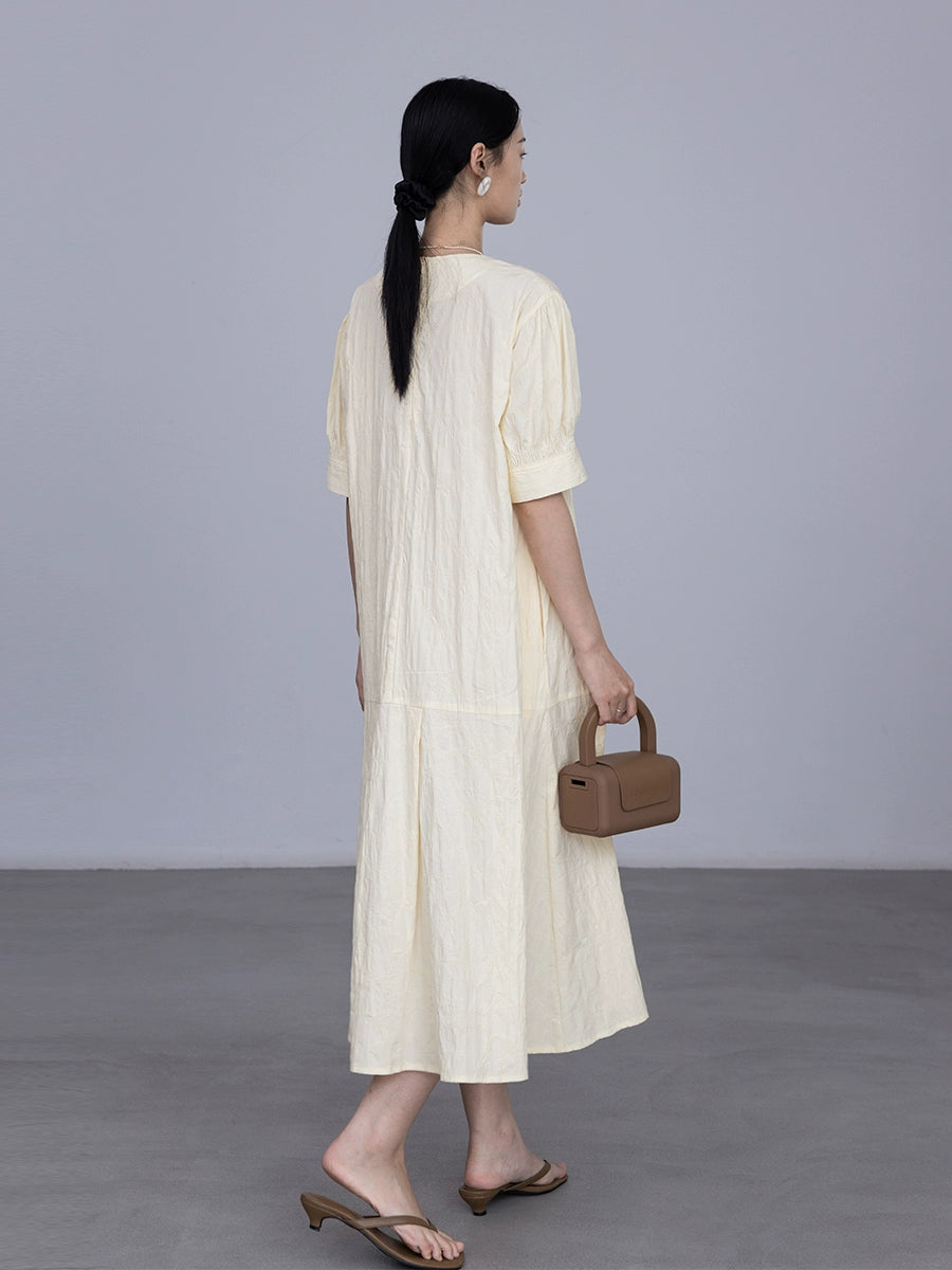 CAREMIND Vestido con escote en V y cordones con temperamento de sal Vestido largo y mediano que cubre la carne y reduce la edad