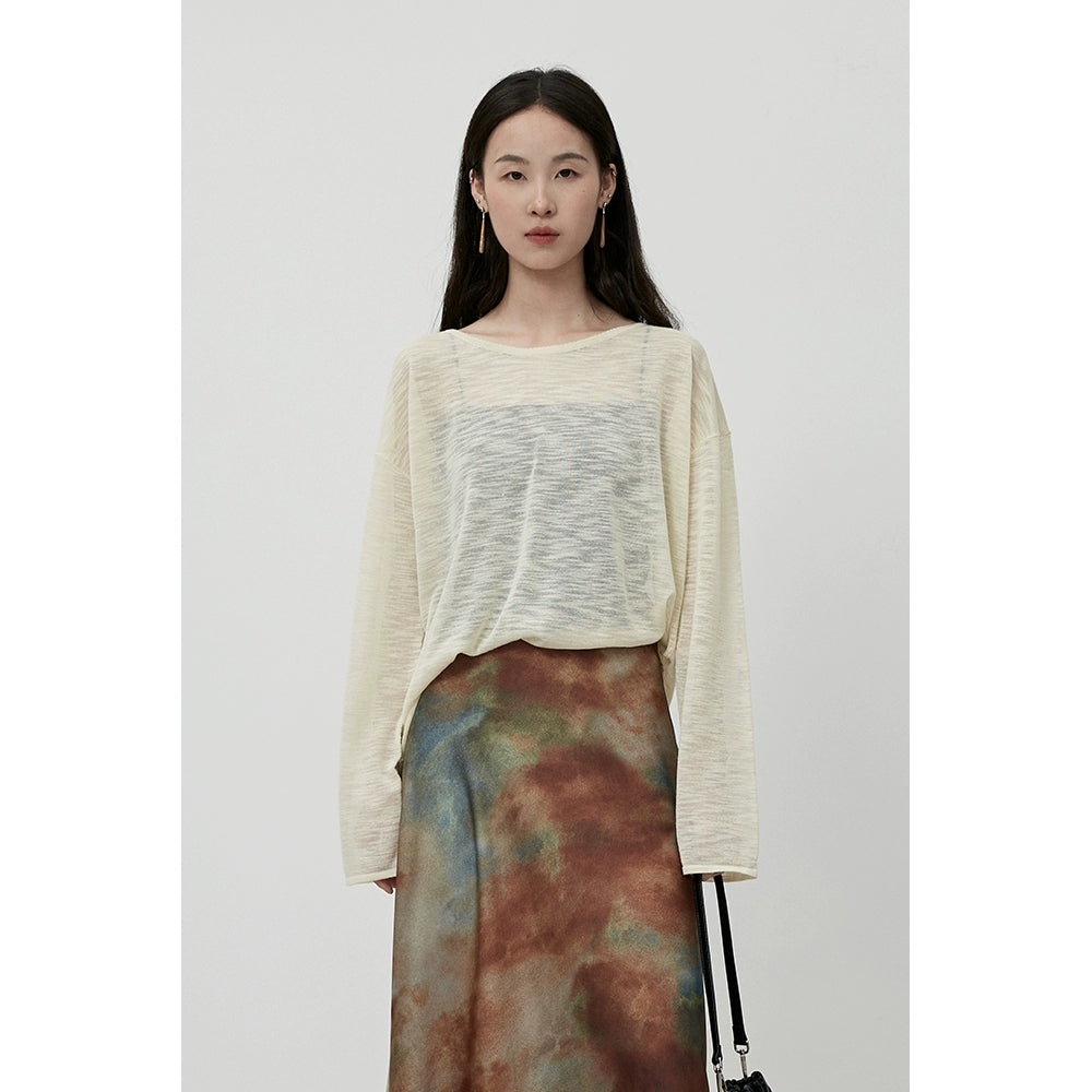 CAREMIND Original Chic Turmeric Light Blusa Lazy Holiday Style Cuello Redondo Suéter Superior Para Mujer