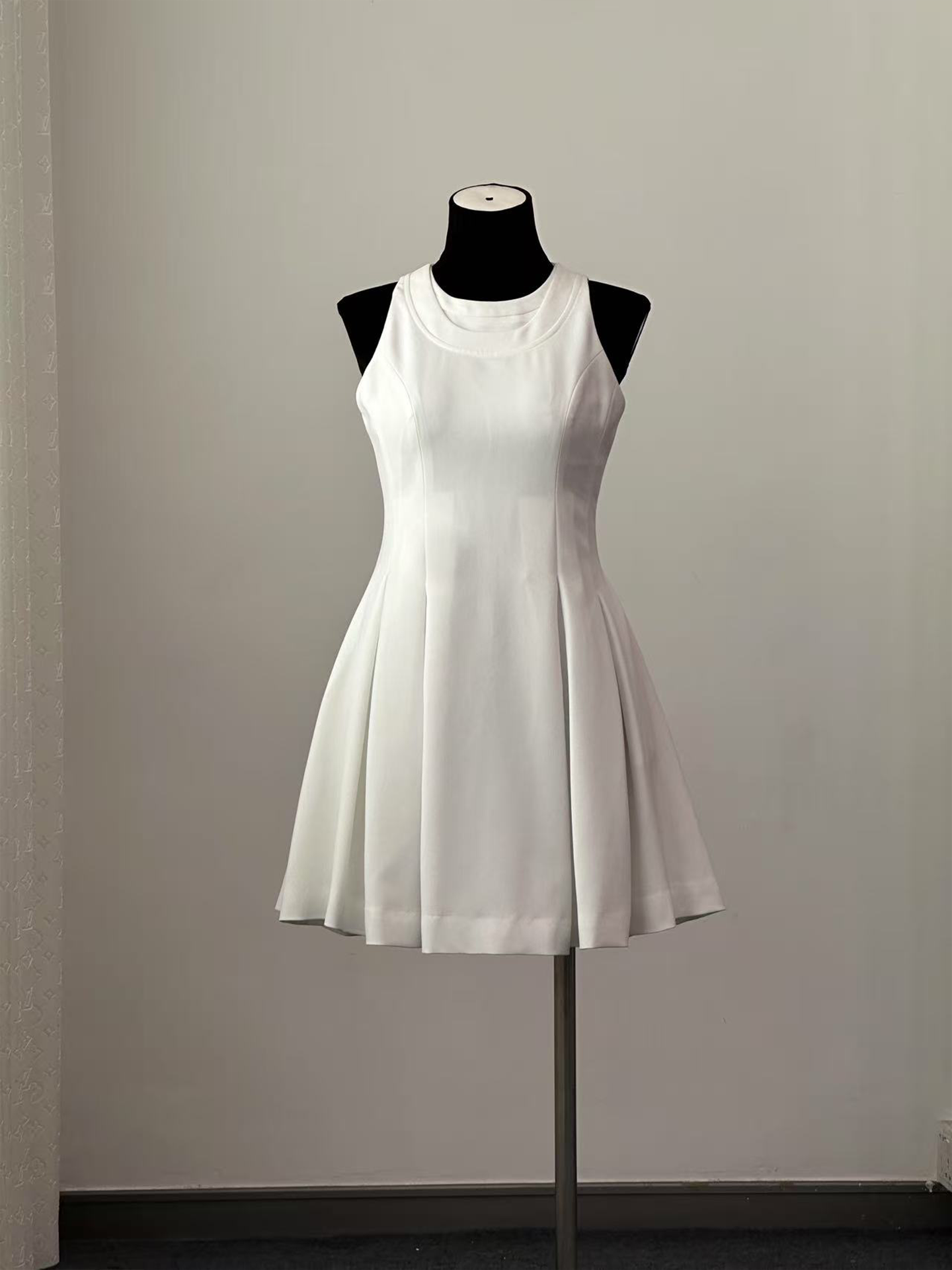 8014★ New white moonlight miu series thousand gold wind dress fake two pieces gold zipper high waist thin white skirt