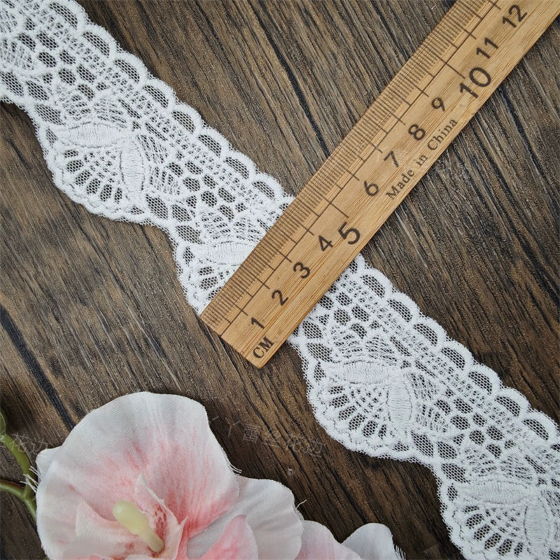 3821 Fil de coton blanc de haute qualité brodé en dentelle, nœud, accessoires pour cheveux, chapeau pour enfants, bord de jupe, bord en dentelle Lolita
