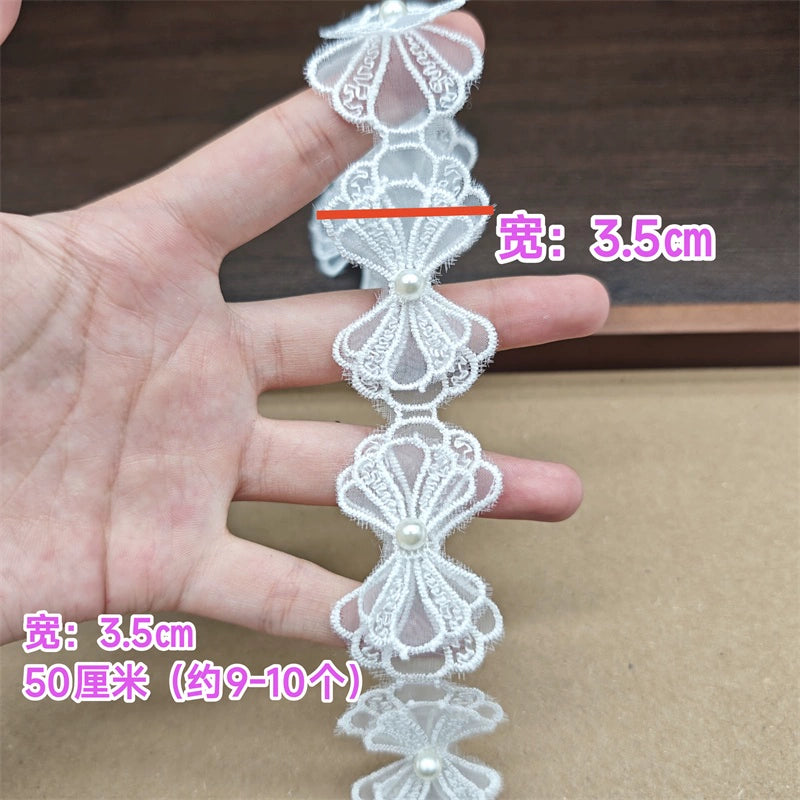 3558★ Encaje de flores, encaje de organza, cuentas de flores tridimensionales, ropa de bricolaje hecha a mano, sombreros, accesorios de ramo