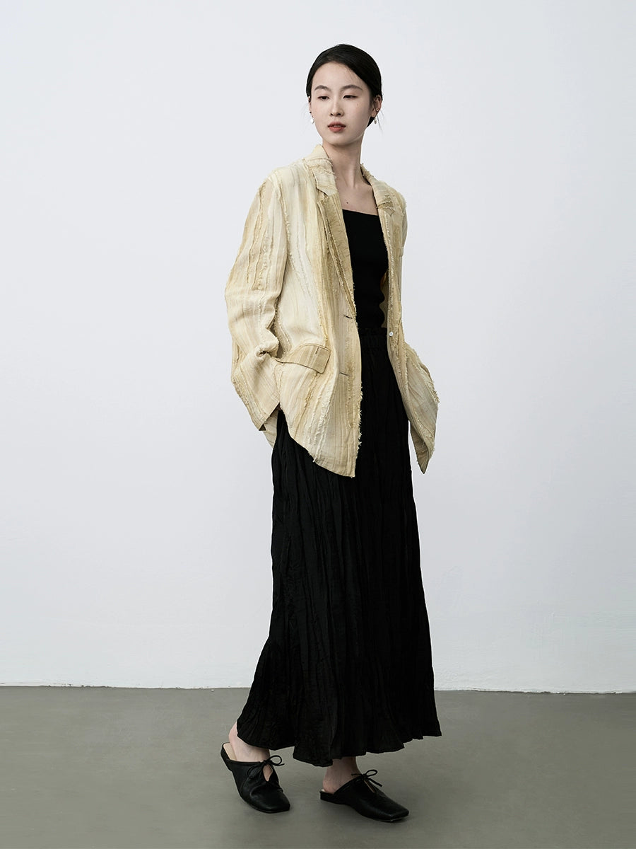 Camisa de textura fuerte de Tencel premium para mujer con blazer plisado tridimensional con diseño de nicho de CAREMIND