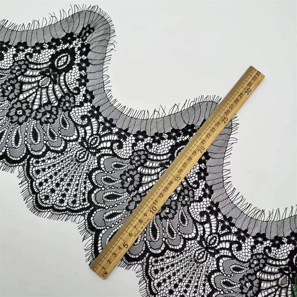 3761 ancho 28 cm 3 metros largo suave malla pestañas barba encaje DIY velo de novia encaje decorativo accesorios de ropa