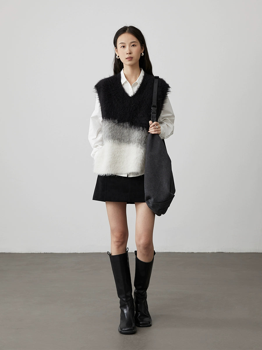 Falda pequeña de cuero con textura moderna urbana de dos colores café negro de CAREMIND, falda corta de PU con diseño anti-luz, falda con palabra A