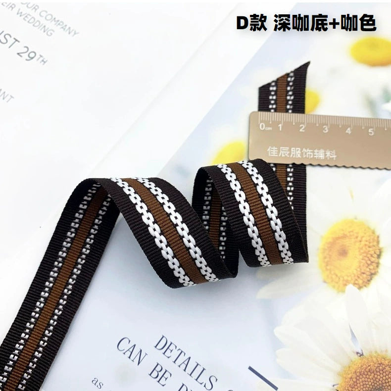 3857 Tiras de borde de cinta jacquard de punto de salto de rayas de color de 2 cm, ribete de borde de pantalones, tiras laterales, textiles para el hogar, accesorios de ropa