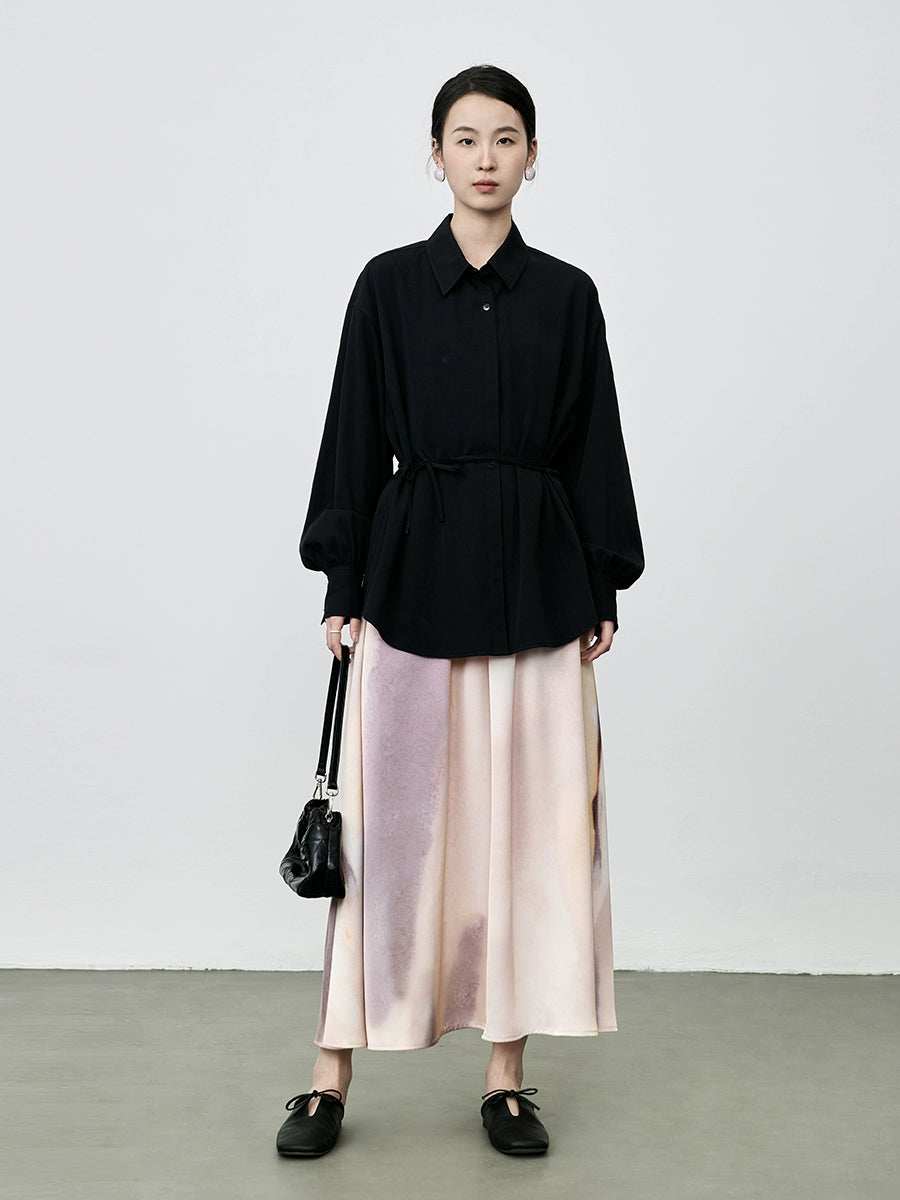 Camisa de manga larga con cordones y cuello de solapa con temperamento de CAREMIND, camisa fina de diseñador para mujer