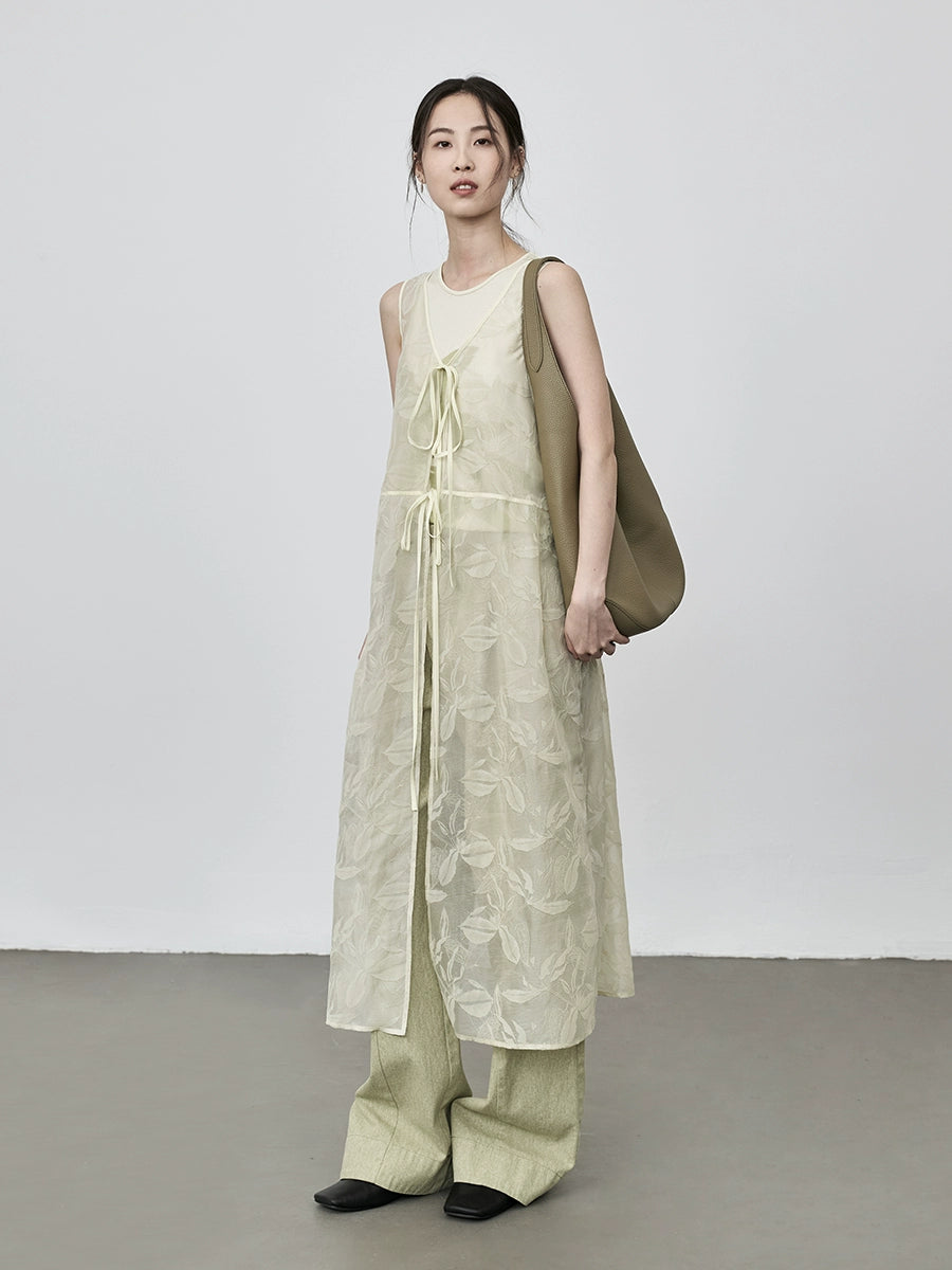 CAREMIND Vestido tipo chaleco sin mangas con relieve fino, blusa exterior holgada con tirantes apilados para mujer