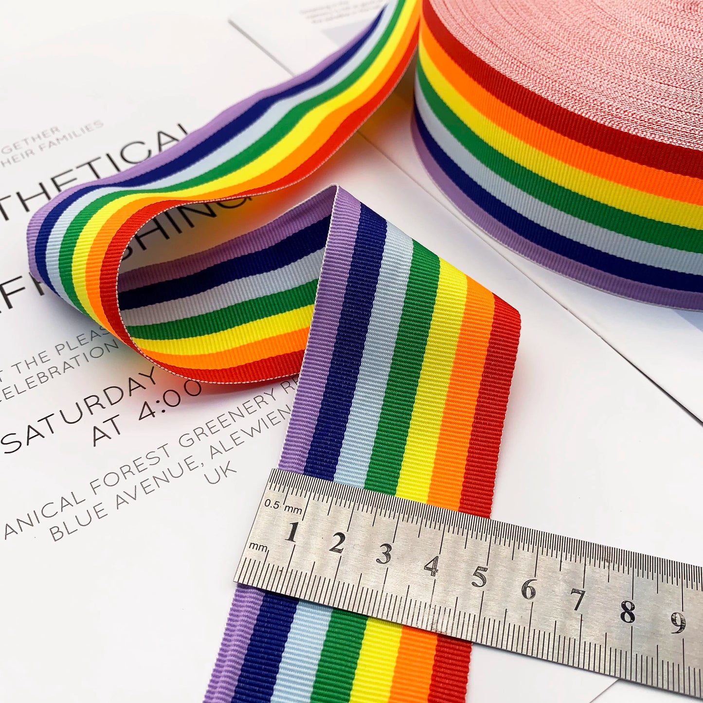 3888 Tira de presión para bordes de cinta con rayas de arcoíris intercoloridas de 1 a 5 cm, correa lateral para accesorios de ropa, tira de cinta para ropa textil para el hogar