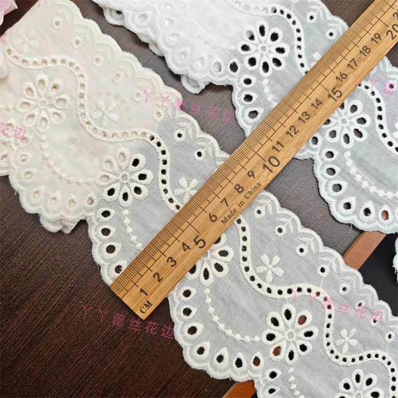 Tela de encaje europeo con bordado de algodón puro, 3801 cm de ancho y 9 cm de ancho, ideal para faldas, sofás, cortinas y empalmes.