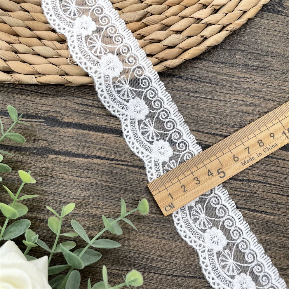 3827 Exquisitos accesorios de decoración de ropa de encaje bordado de malla blanca, accesorios de ropa de encaje hechos a mano DIY