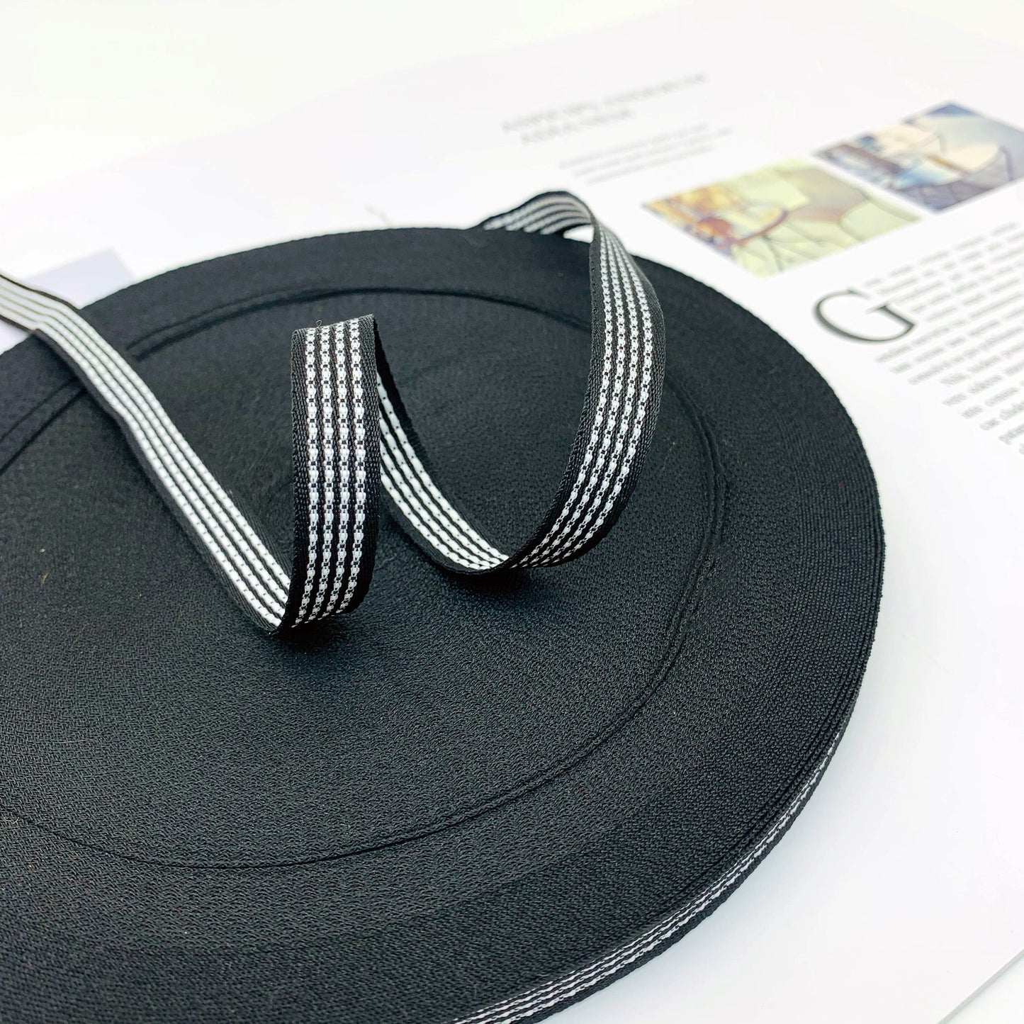 Cinta de punto de salto de 1 cm con rayas de color, cinta de ribete para ropa, cinta de prensado para bordes, cinta de jacquard, accesorios para ropa