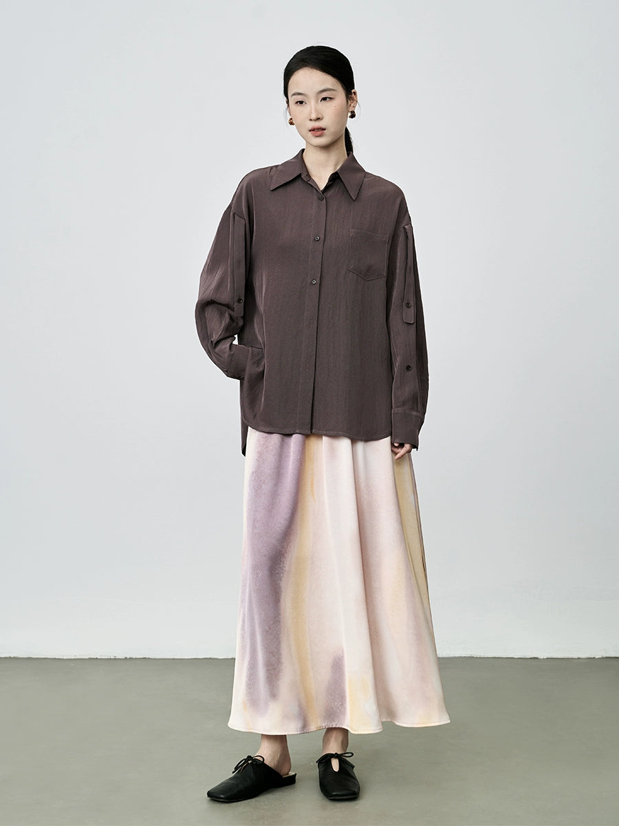 Camisa informal holgada de manga larga estilo retro de CAREMIND, camisa ligera de lujo con solapa versátil, ropa para mujer