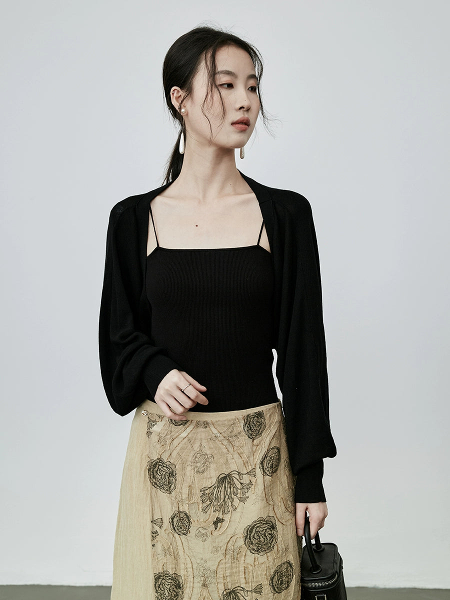 CAREMIND Ropa de otoño Diseño de camisa simple 100% Tencel Top chal versátil