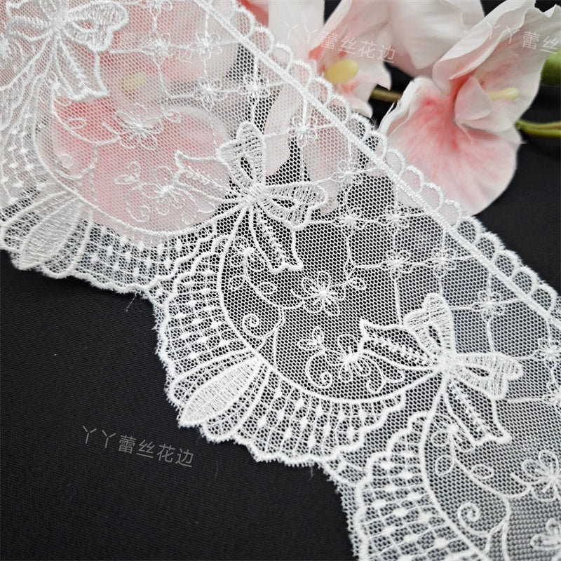 Accesorios de encaje bordado de malla de alta calidad, 3809 ancho, 11 cm, hechos a mano, para vestido de novia, decoración de cortina de péndulo