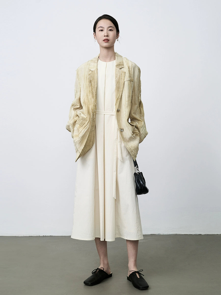 Camisa de textura fuerte de Tencel premium para mujer con blazer plisado tridimensional con diseño de nicho de CAREMIND