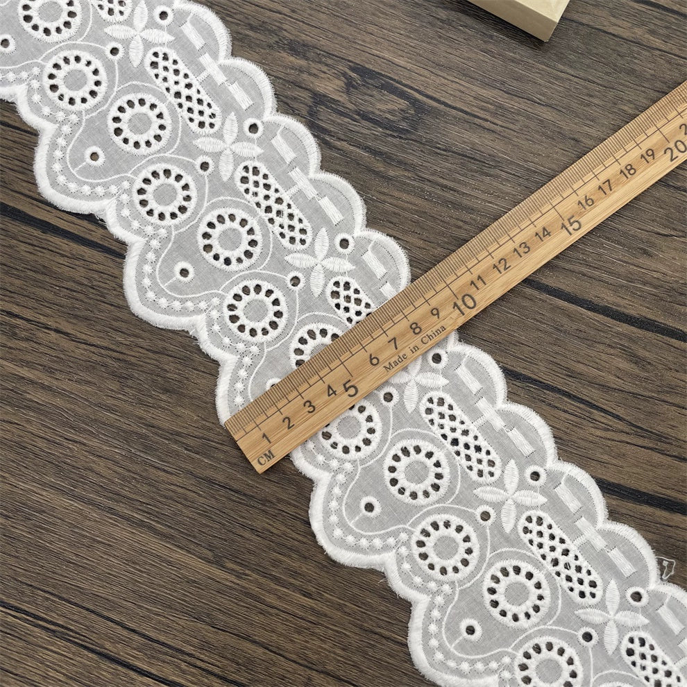 3796 Nuevos y exquisitos accesorios de encaje bordado de algodón blanco hechos a mano, falda de cortina, tela decorativa para ropa