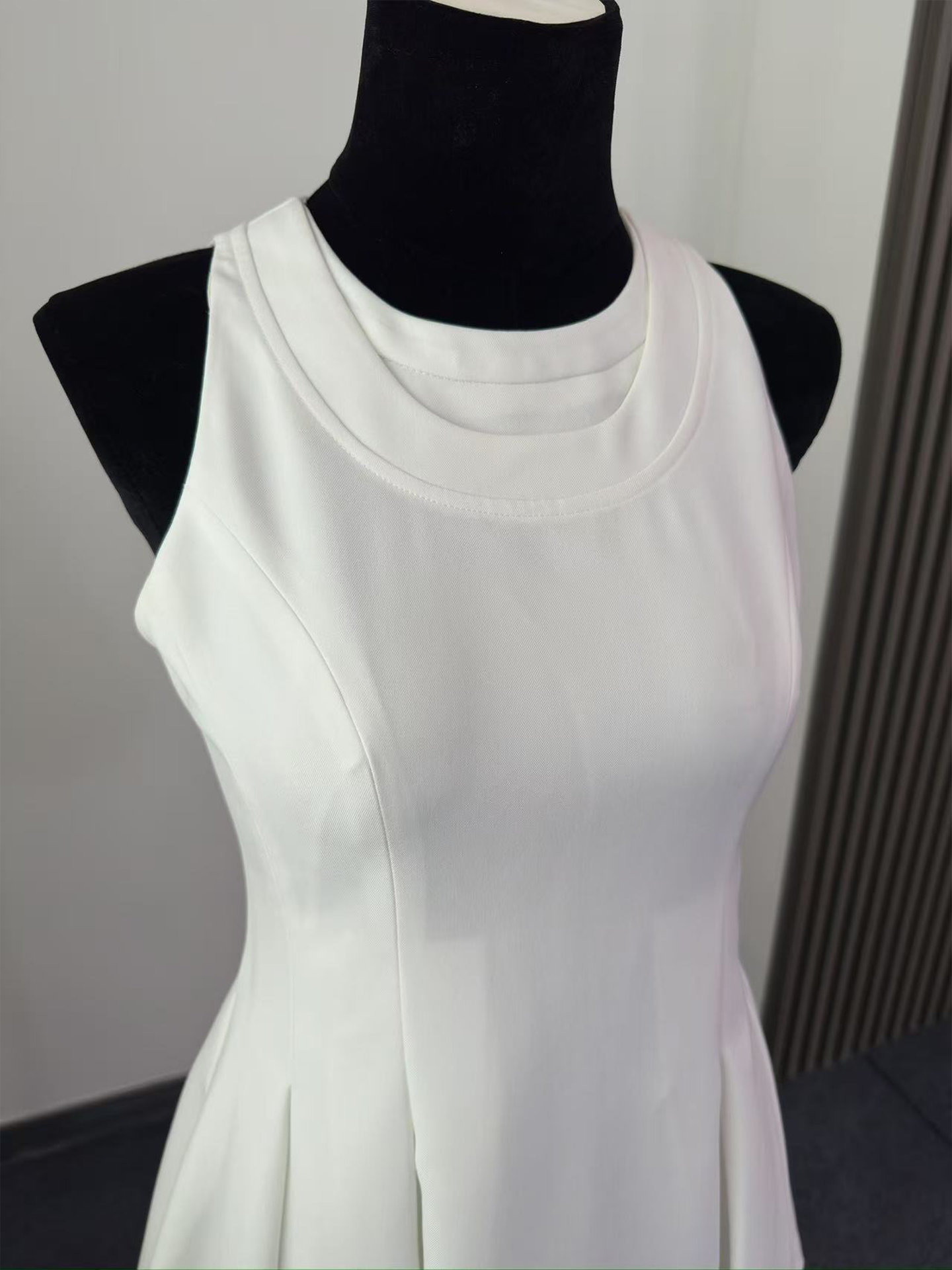 8014★ New white moonlight miu series thousand gold wind dress fake two pieces gold zipper high waist thin white skirt