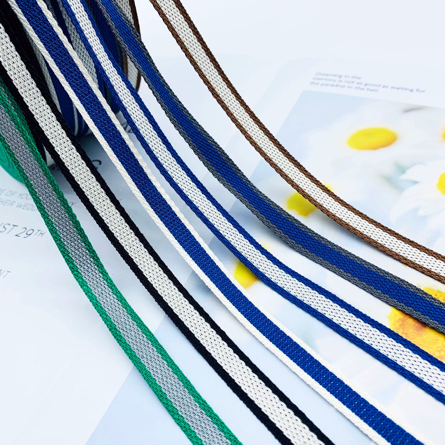 Cinta de jacquard intercolor de rayas de 1 cm, cinta de colores, tira de ribete, tira de prensado para dobladillos de ropa, accesorios de ropa