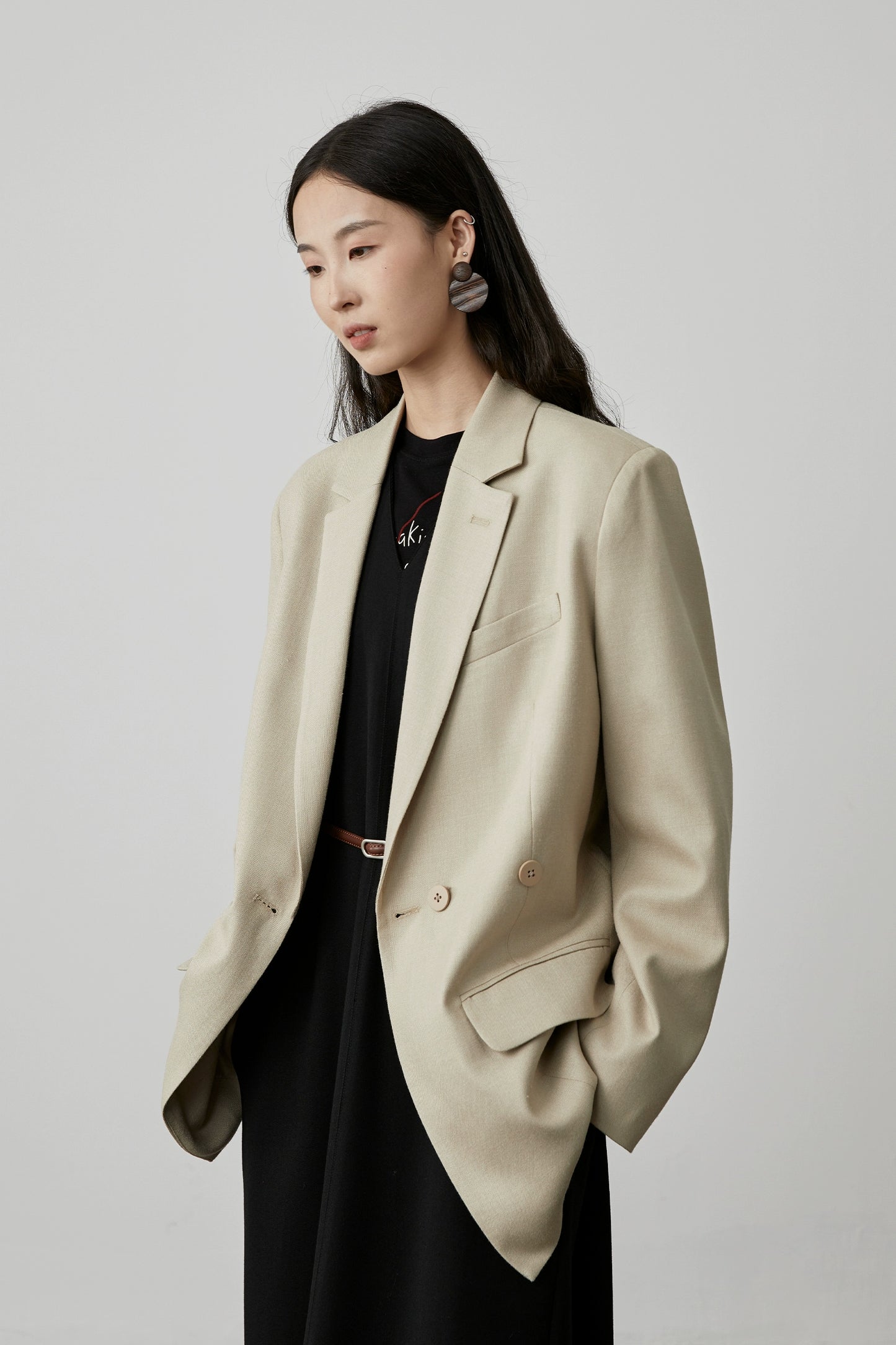 Chaqueta CAREMIND de color albaricoque de primera calidad, versión coreana, primavera y otoño 2024, traje pequeño informal de alta calidad de seda morera