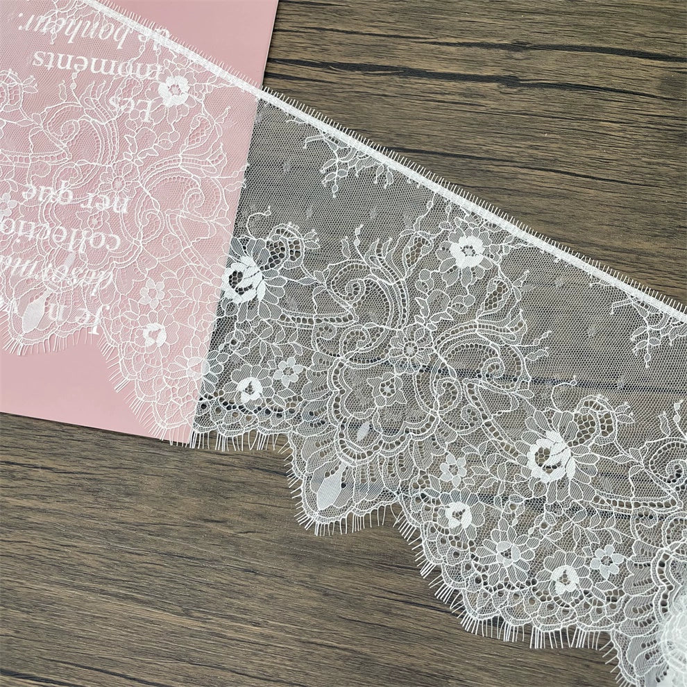 Tela de encaje con pestañas unilaterales, 3773 cm de ancho y 21 cm de ancho, ideal para manualidades, ropa, mangas, faldas, decoración textil para el hogar.