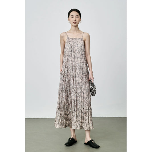 CAREMIND Nueva falda con tirantes y estampado de plantas chinas, vestido floral ajustado y femenino para fiestas